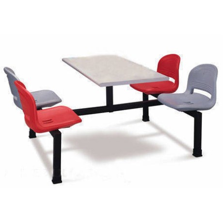 Gray-Red Colored Plastic Cafe Restaurant Group Seating Benches with Seats bmk6332