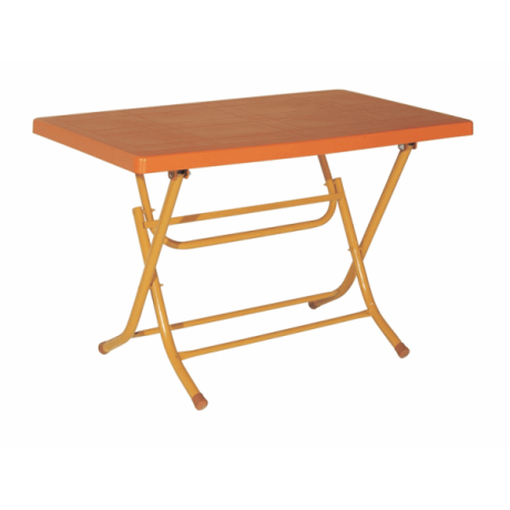 Table Plastique Orange avec Pieds Pliables