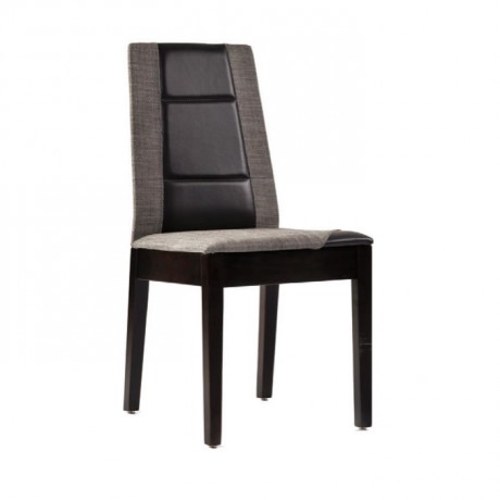 Siyah Deri Gri Kumaş Döşemeli Boyalı Modern Sandalye