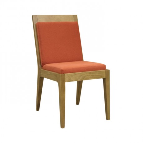 Turuncu Minderli Meşe Ahşaplı Modern Sandalye