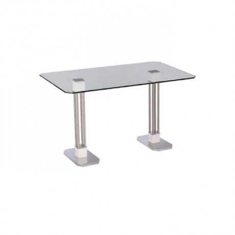 Stainless Leg Cafe Glass Table