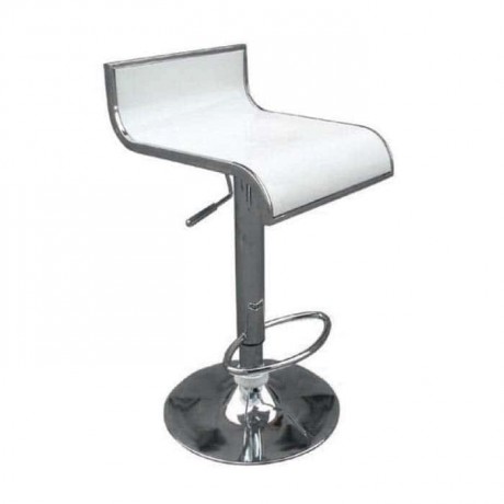 Beyaz Fiberli Krom Ayaklı Metal Bar Sandalyesi
