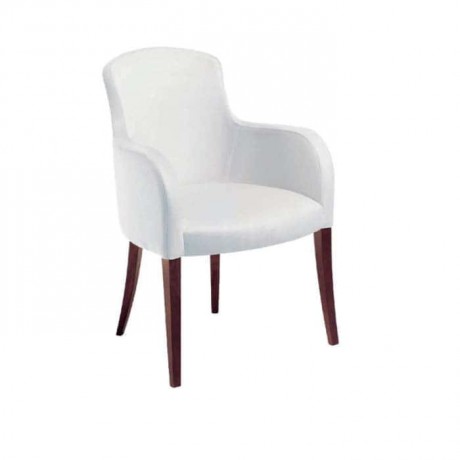 Beyaz Kumaş Döşemeli Kollu Cafe Sandalyesi