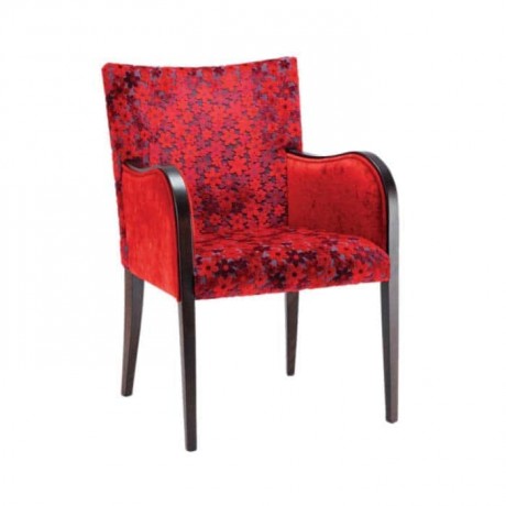 Kırmızı Çiçekli Kollu Sandalye