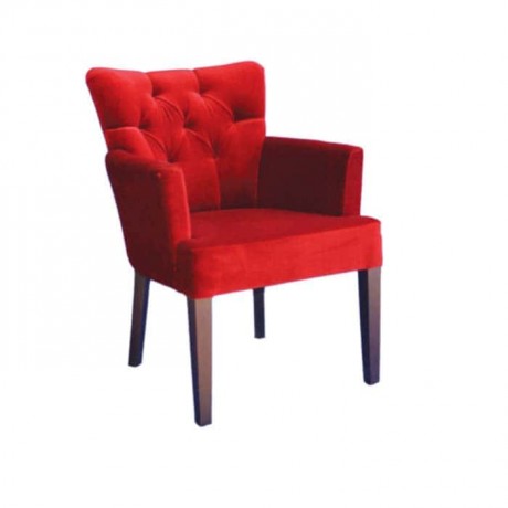 Armchair Cafe Chair with Red Velvet Fabric