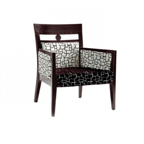 Siyah Boyalı Beyaz Desenli Kumaş Döşemeli Modern Sandalye
