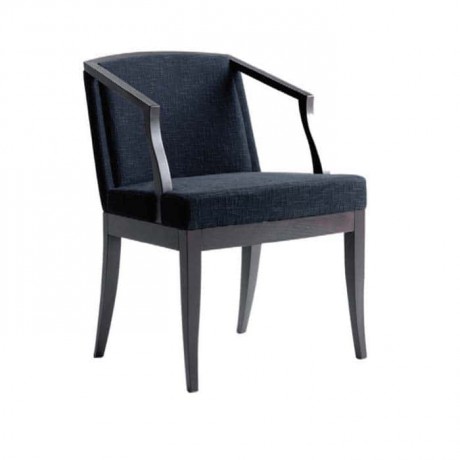 Siyah Kumaş Döşemeli Venge Boyalı Modern Kollu Sandalye