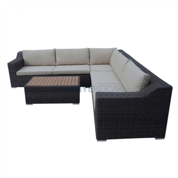 Black Colored Rattan Knitted Cafe Corner Seat Price