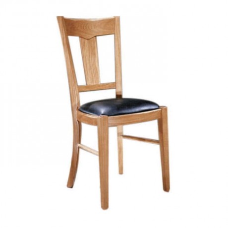 Açık Renk Boyalı Siyah Deri Kaplı Rustik Sandalye