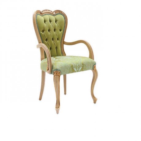 Yeşil Kumaşlı Lukens Ayaklı Klasik Kollu Sandalye